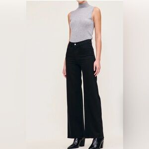 DL1961 Hepburn Wide Leg High Rise 32" Jeans Jet Black Sz 24